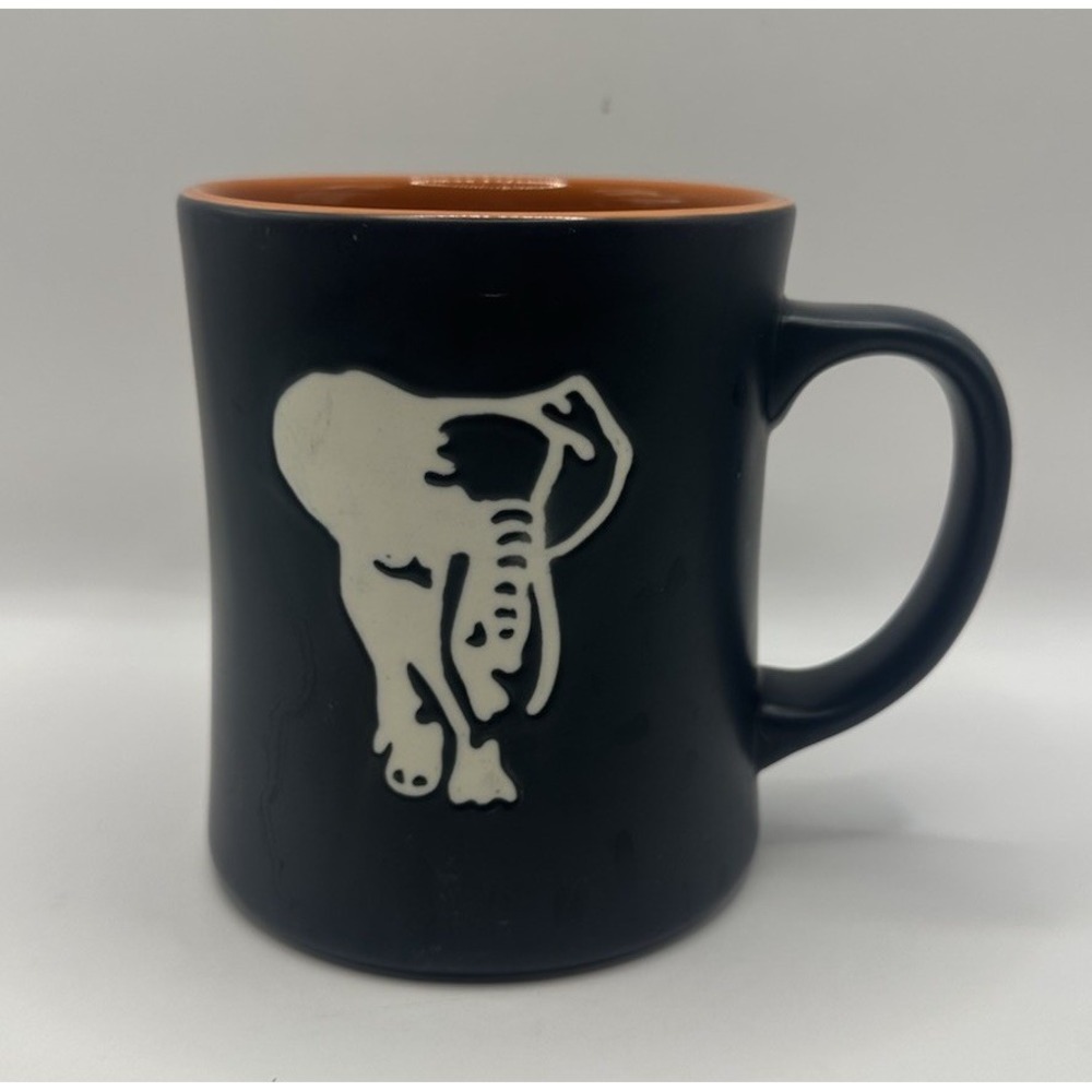 Starbucks 2011 Elephant Mug Kenya Collection 16 oz. Matte Black/Orange